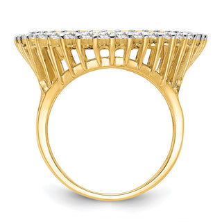 14k Gold w/ White Rhodium Polished Ladies Wire AAA Diamond 19.0mm Coin Bezel Ring - Fits 5 Pesos