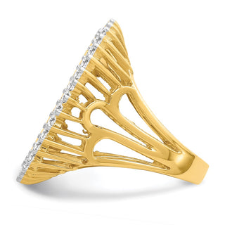 14k Gold w/ White Rhodium Polished Ladies Wire AAA Diamond 19.0mm Coin Bezel Ring - Fits 5 Pesos