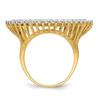 14k Gold w/ White Rhodium Polished Ladies Wire A Diamond 21.6mm Coin Bezel Ring - Fits US $5 Bald Eagle, US $5 Congressional, US $5 Liberty, and Other Coins