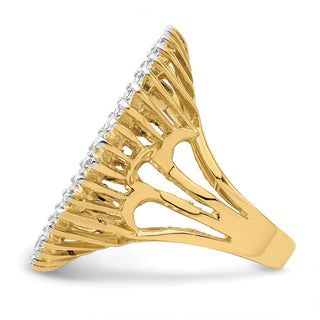 14k Gold w/ White Rhodium Polished Ladies Wire A Diamond 21.6mm Coin Bezel Ring - Fits US $5 Bald Eagle, US $5 Congressional, US $5 Liberty, and Other Coins