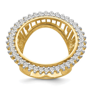 14ky Rhodium Ladies' Wire AA Diamond 22mm Coin Bezel Ring - Fits 1/4 oz American Eagle and Other Coins