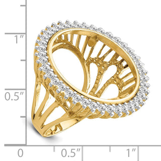 14ky Rhodium Ladies' Wire AA Diamond 22mm Coin Bezel Ring - Fits 1/4 oz American Eagle and Other Coins