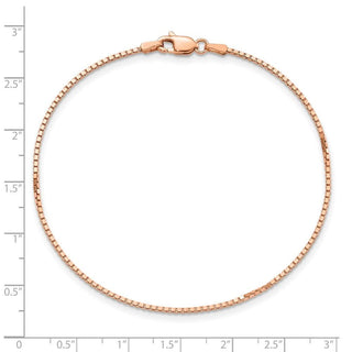7" 14k Rose Gold 1.10mm Box Chain Bracelet