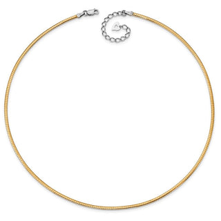 Sterling Silver Gold-pltd 2mm Reversible w/2in ext Cubetto Chain Necklace
