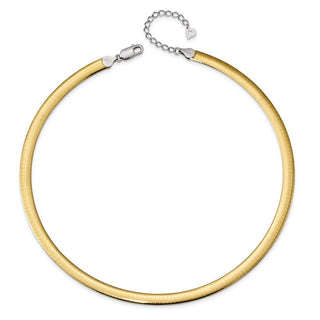 Sterling Silver Gold-plated 6mm Reversible w/2in ext Cubetto Chain Necklace RSM6