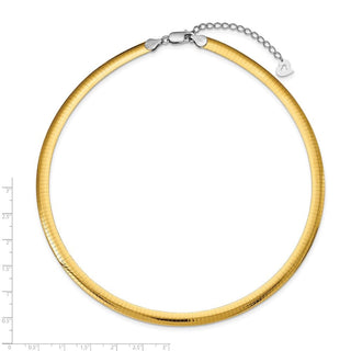 Sterling Silver Yellow 6mm Reversible w/2in ext Cubetto Chain Necklace RSM6