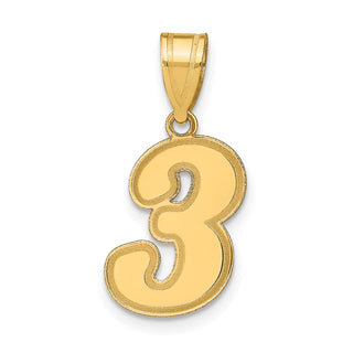 14k Yellow Gold Polished Script Number 3 Pendant