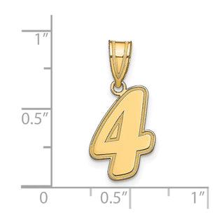 14k Yellow Gold Polished Script Number 4 Pendant
