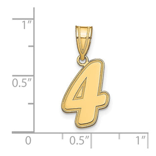 14k Yellow Gold Polished Script Number 4 Pendant