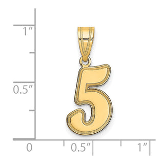 14k Yellow Gold Polished Script Number 5 Pendant