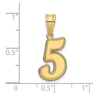 14k Yellow Gold Polished Script Number 5 Pendant