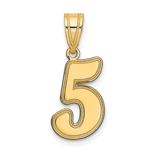 14k Yellow Gold Polished Script Number 5 Pendant