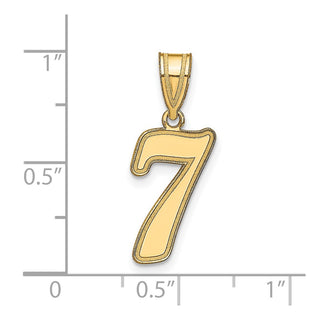14k Yellow Gold Polished Script Number 7 Pendant