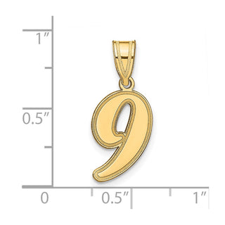 14k Yellow Gold Polished Script Number 9 Pendant