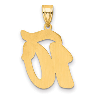 14k Yellow Gold Brushed Border Script Number 10 Pendant