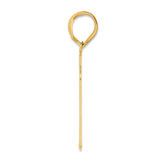 14k Yellow Gold Brushed Border Script Number 11 Pendant
