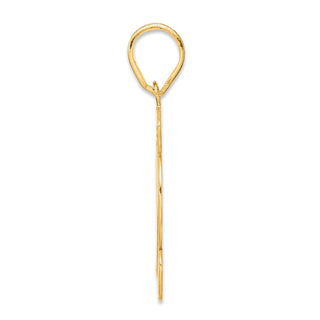 14k Yellow Gold Brushed Border Script Number 12 Pendant