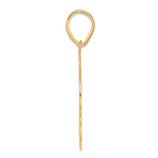 14k Yellow Gold Brushed Border Script Number 13 Pendant