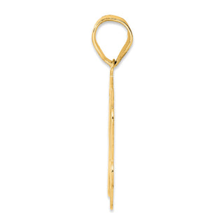 14k Yellow Gold Brushed Border Script Number 14 Pendant