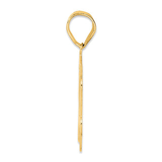 14k Yellow Gold Brushed Border Script Number 14 Pendant
