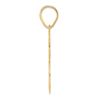 14k Yellow Gold Brushed Border Script Number 15 Pendant