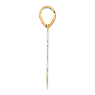14k Yellow Gold Brushed Border Script Number 16 Pendant