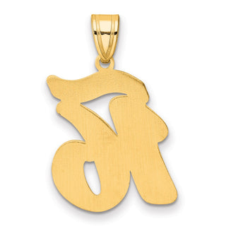 14k Yellow Gold Brushed Border Script Number 16 Pendant