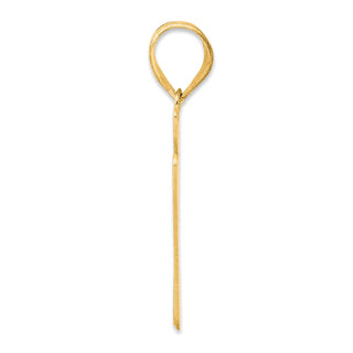 14k Yellow Gold Brushed Border Script Number 17 Pendant
