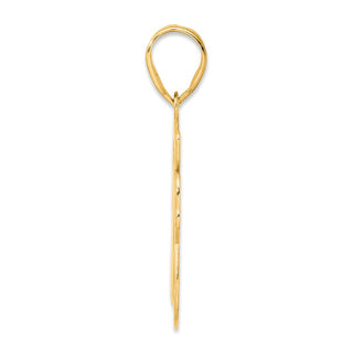 14k Yellow Gold Brushed Border Script Number 18 Pendant