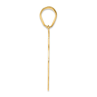 14k Yellow Gold Brushed Border Script Number 19 Pendant