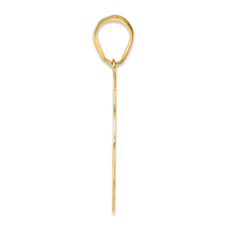 14k Yellow Gold Brushed Border Script Number 19 Pendant