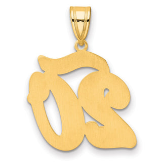 14k Yellow Gold Brushed Border Script Number 20 Pendant