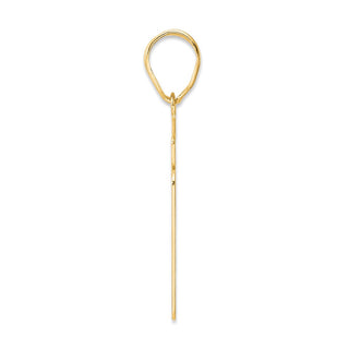 14k Yellow Gold Brushed Border Script Number 21 Pendant