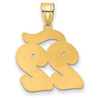 14k Yellow Gold Brushed Border Script Number 22 Pendant
