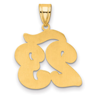 14k Yellow Gold Brushed Border Script Number 23 Pendant