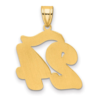 14k Yellow Gold Brushed Border Script Number 24 Pendant