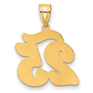 14k Yellow Gold Brushed Border Script Number 25 Pendant