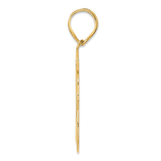 14k Yellow Gold Brushed Border Script Number 28 Pendant