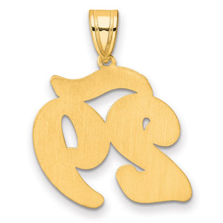 14k Yellow Gold Brushed Border Script Number 29 Pendant