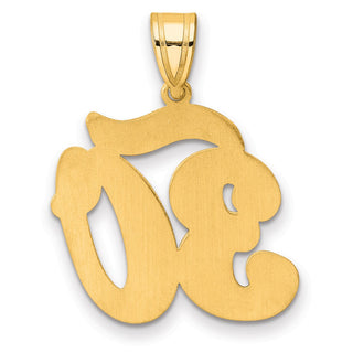 14k Yellow Gold Brushed Border Script Number 30 Pendant
