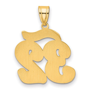 14k Yellow Gold Brushed Border Script Number 32 Pendant