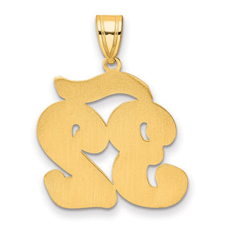 14k Yellow Gold Brushed Border Script Number 32 Pendant