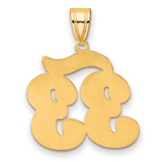 14k Yellow Gold Brushed Border Script Number 33 Pendant