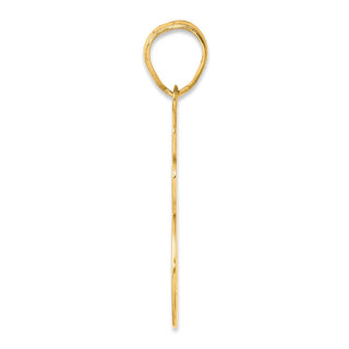 14k Yellow Gold Brushed Border Script Number 35 Pendant