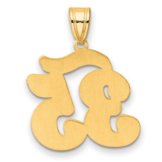 14k Yellow Gold Brushed Border Script Number 35 Pendant