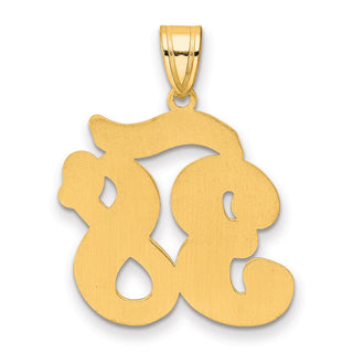14k Yellow Gold Brushed Border Script Number 38 Pendant