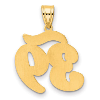 14k Yellow Gold Brushed Border Script Number 39 Pendant