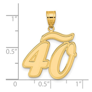 14k Yellow Gold Brushed Border Script Number 40 Pendant