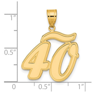 14k Yellow Gold Brushed Border Script Number 40 Pendant