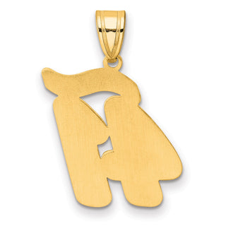 14k Yellow Gold Brushed Border Script Number 41 Pendant